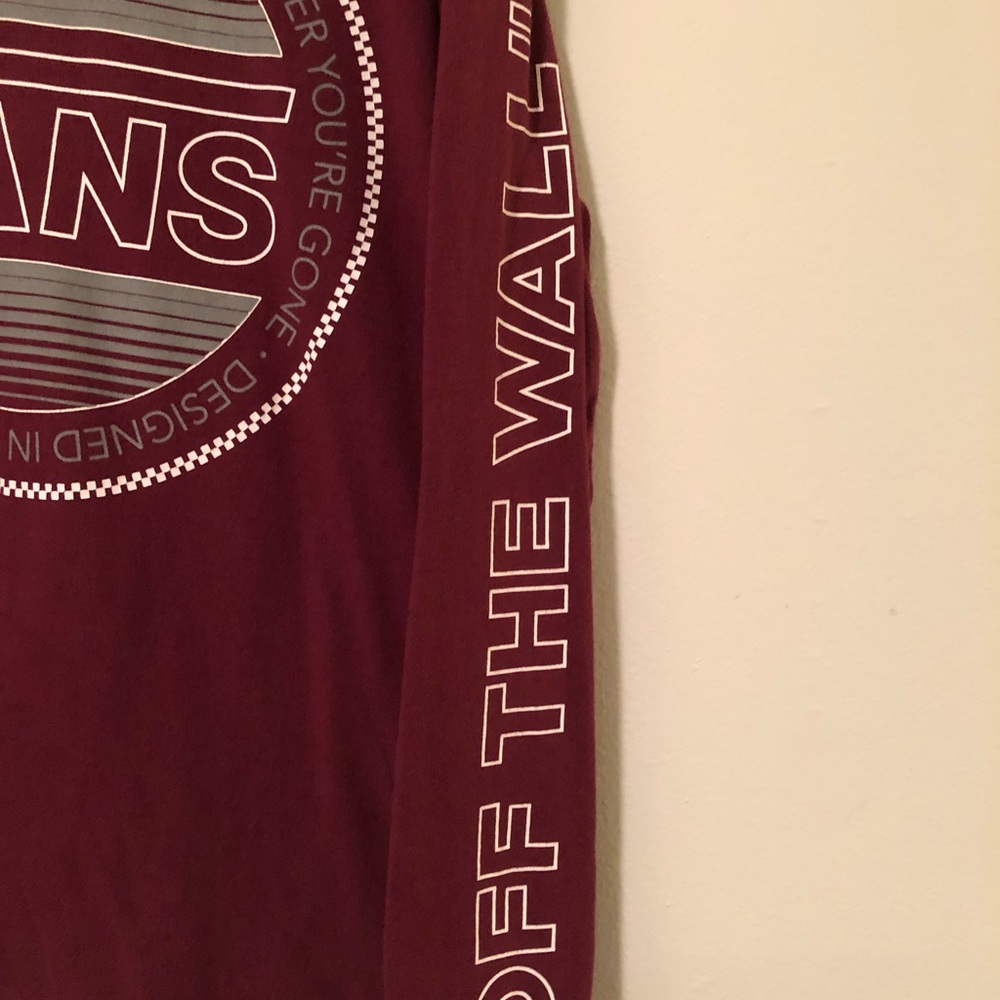 Youth Vans Maroon Graphic Logo Long Sleeve Shirt - Picture 4 of 5